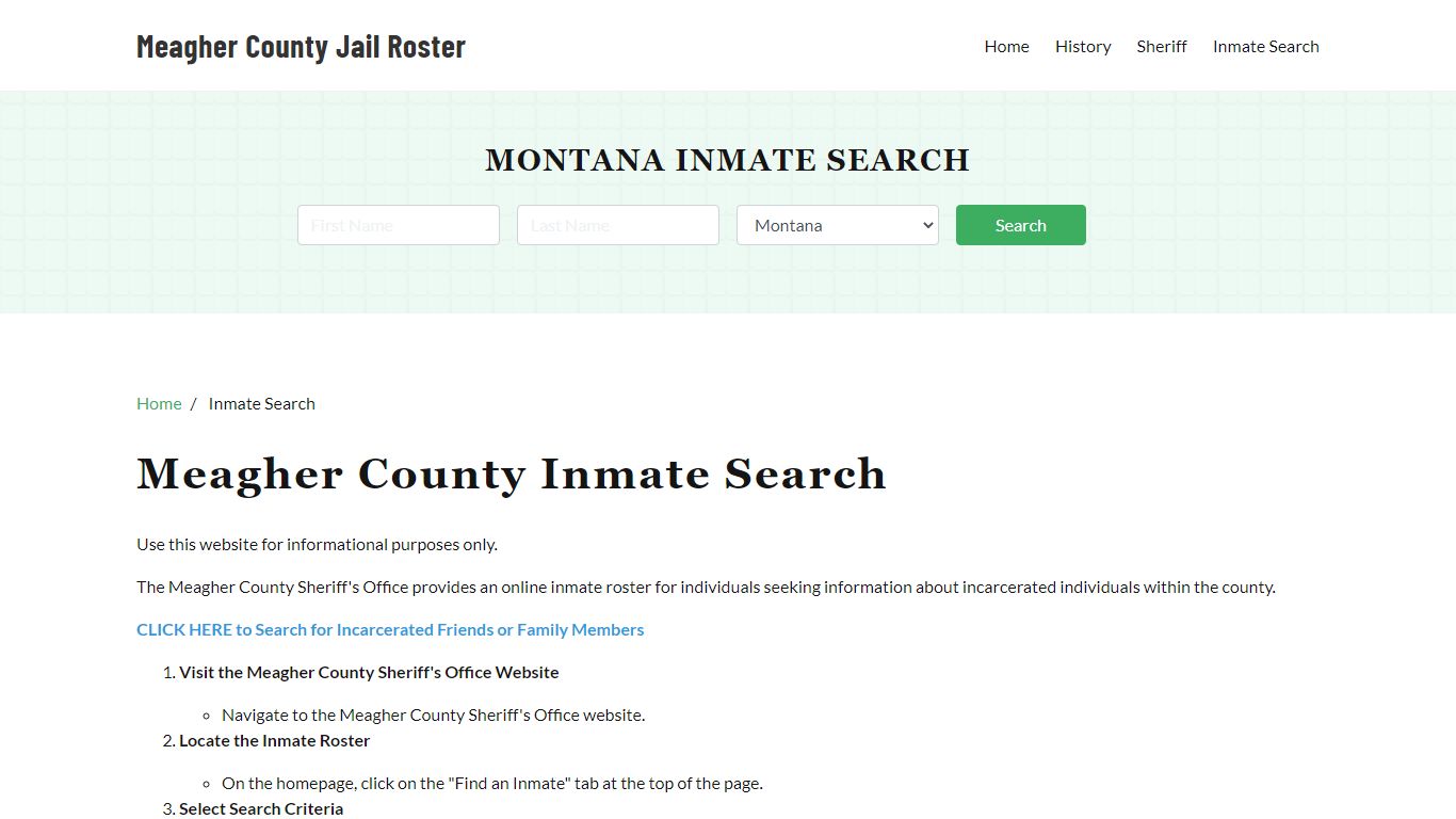 Meagher County, MT Detainee Lookup