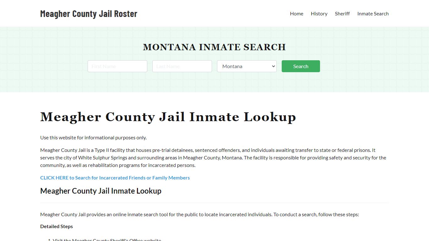 Meagher County Jail Roster Lookup, MT, Inmate Search