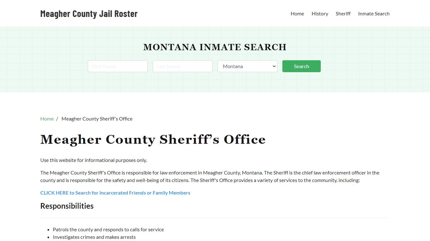 Meagher County Sheriff Office, MT, Arrest Warrants Search