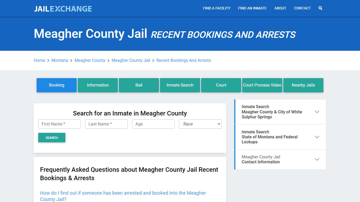 Meagher County Jail Recent Bookings And Arrests - Jail Exchange