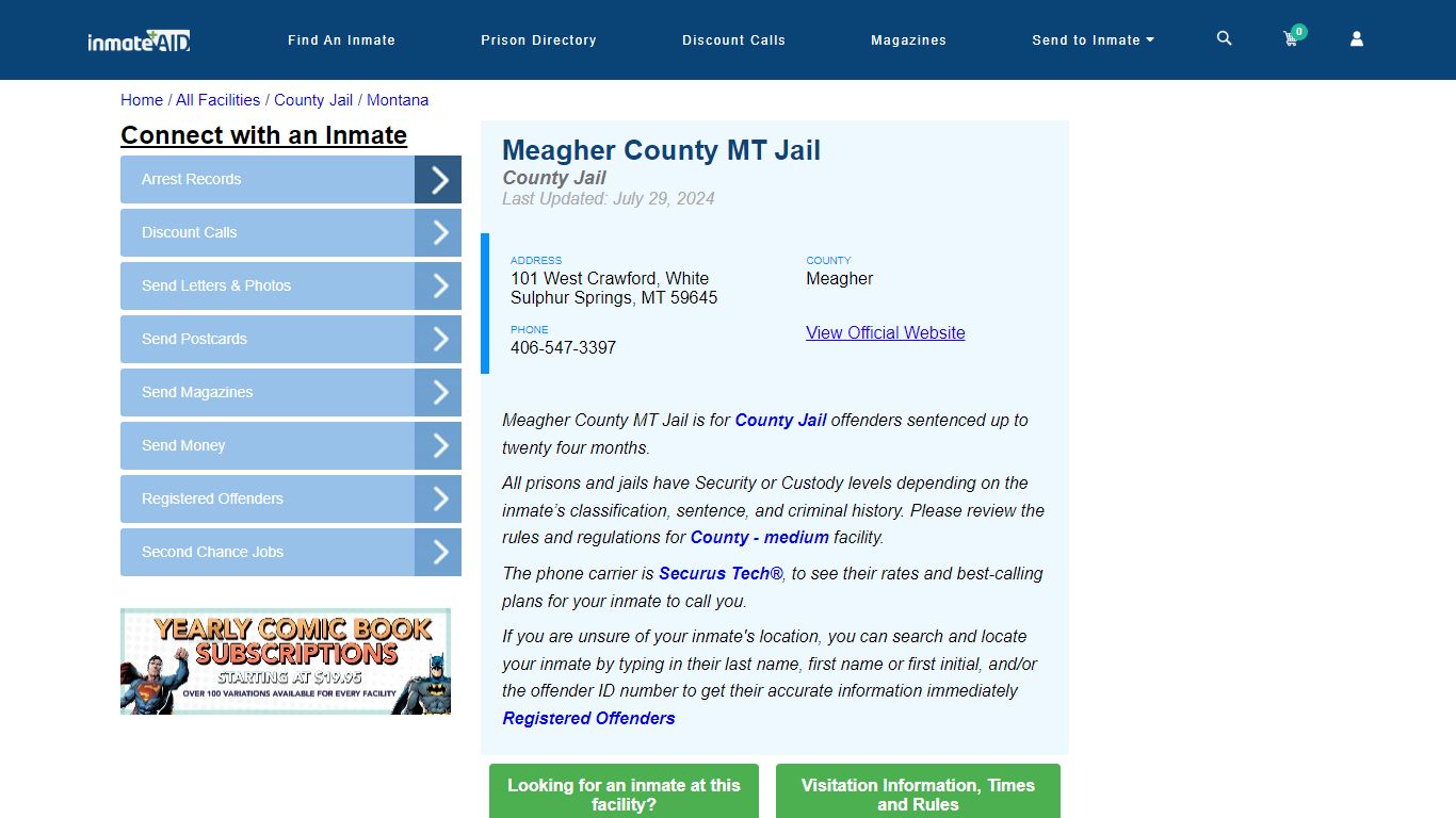 Meagher County MT Jail - Inmate Locator