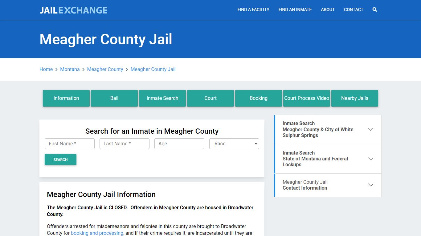 Meagher County Jail Roster Lookup, MT, Inmate Search